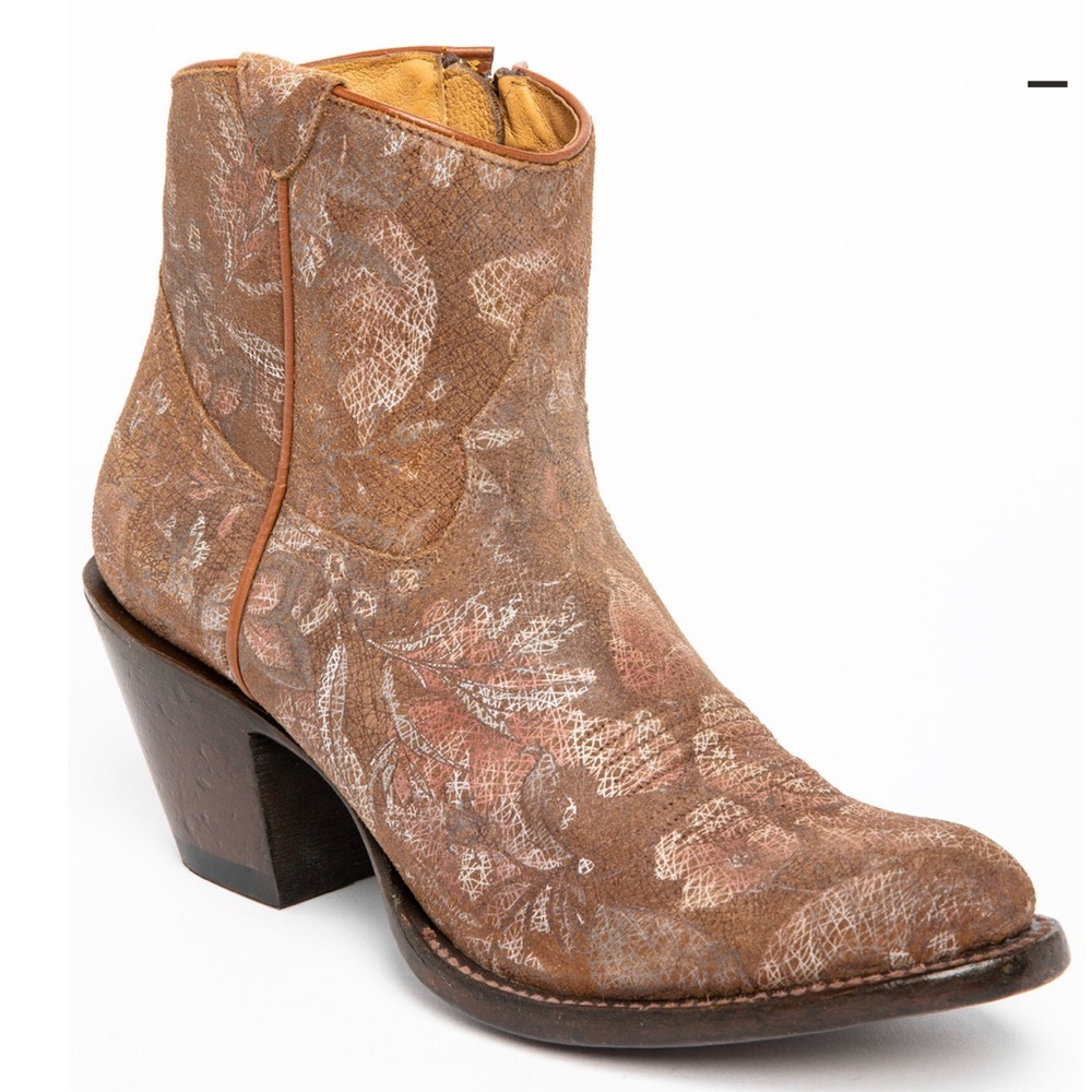 Shyanne flower Brown Leather Ankle Boots Womens 9